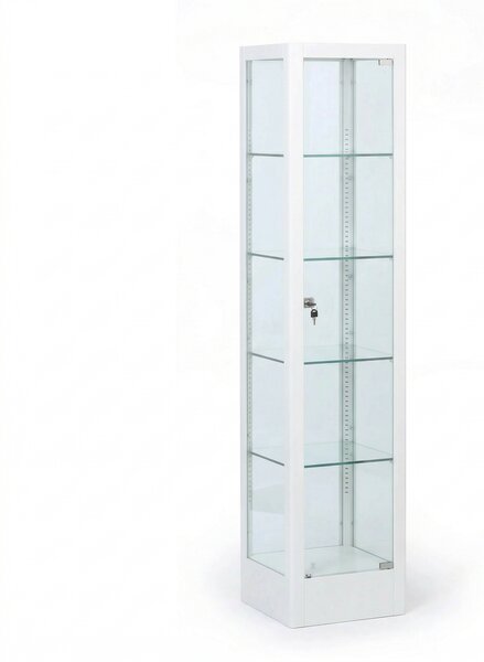 Presklená vitrína, 1800 × 400 × 400 mm, biela