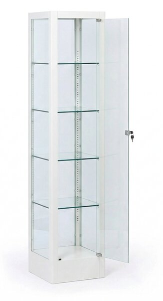 Presklená vitrína, 1800 × 400 × 400 mm, biela
