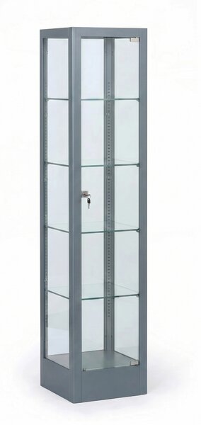Presklená vitrína, 1800 × 400 × 400 mm, sivá
