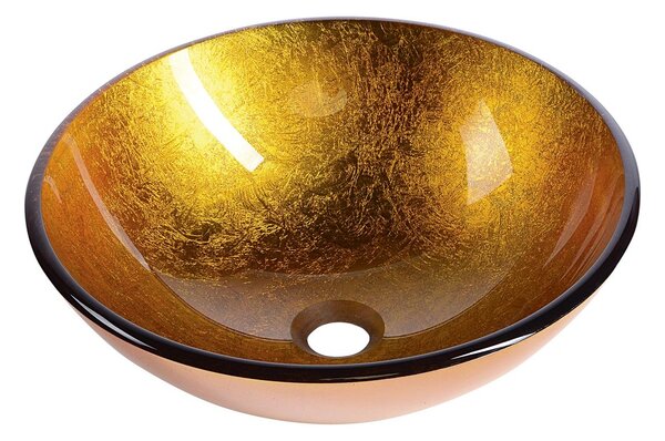 SAPHO AGO sklenené umývadlo priemer 42 cm, zlate oranžová 2501-19