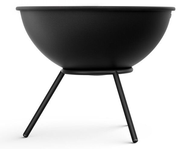 Blumfeldt Fireball Black 40 cm Fire Pit - oceľové ohnisko s výklopným dizajnom 2 v 1, 1,2 mm hrubá oceľ, rošt na popol, pohrabáč a kryt proti dažďu