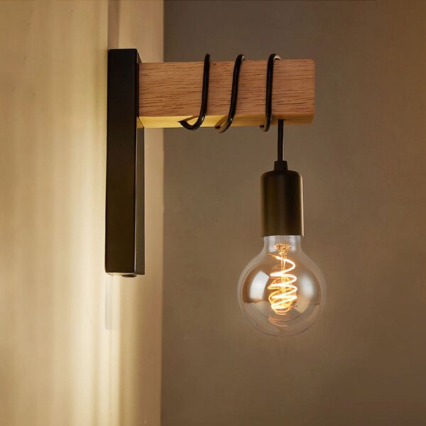 Toolight Toolight, nástenná lampa 1xE27 APP972-1W LINE, čierna-hnedá, OSW-03241