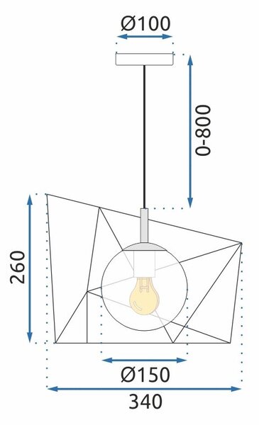Toolight Toolight, závesná stropná lampa 1xE27 APP1022-1CP, čierna-biela, OSW-06112