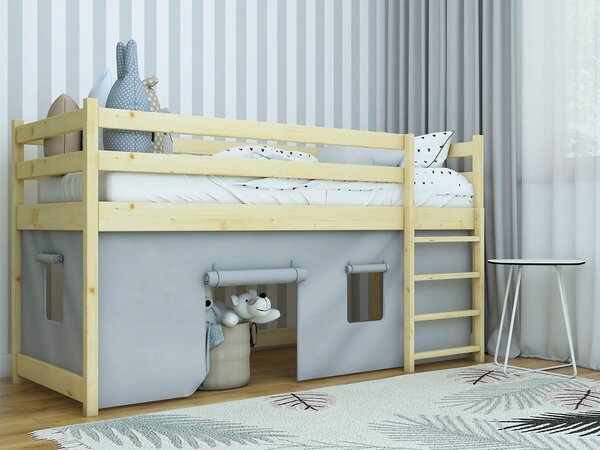 Wilsondo Drevená vyvýšená detská posteľ Bunkie 90x200 - borovica