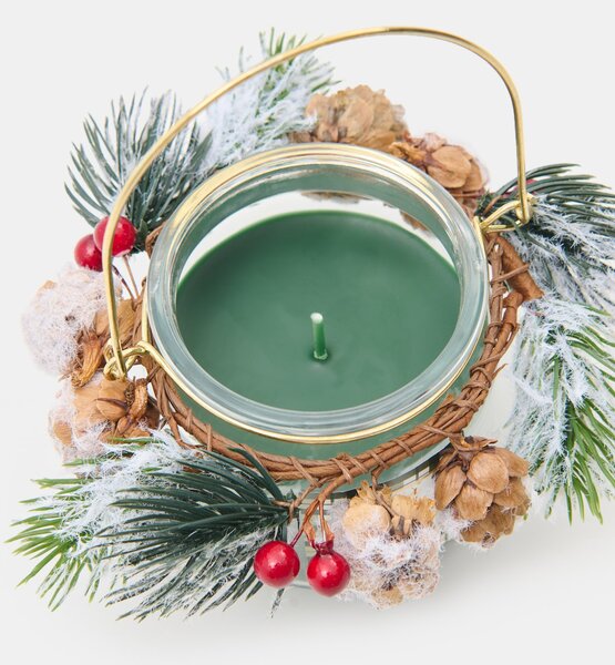 Sinsay - Vianočná vonná sviečka s dekoratívnymi vetvičkami Sandalwood - zelená
