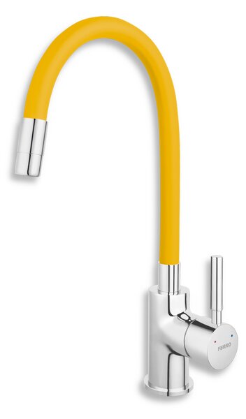 Novaservis Drezová stojanková batéria, žltá-chróm s elastickým ramenom