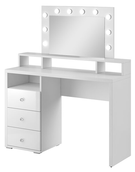 MEBLINE Toaletný stolík so zrkadlom a osvetlením DIVA biela