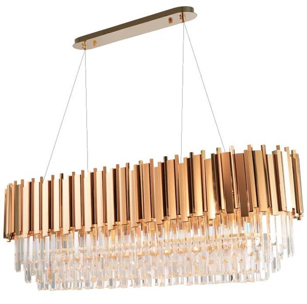 Toolight Toolight, kovové-krištáľové závesné svietidlo E14 60x30 cm 312355, zlatá, OSW-00683