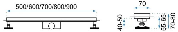 Rea Pro, lineárny odtokový žľab 70cm GREEK, zlatá lesklá, REA-G8028