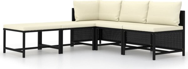 Maison Exclusive – 5-dielna záhradná sedacia súprava s vankúšmi, čierna, z polyrotangu