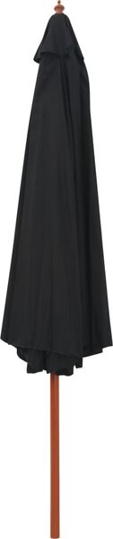 Maison Exclusive – Slnečník s dreveným nosníkom, 350 cm, čierna farba