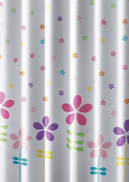 AQUALINE Sprchový záves 180x180cm, polyester, kvetovaný farebný ZV025