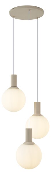 Škandinávska závesná lampa béžová s opálovým sklom 3-svetelná - Polly