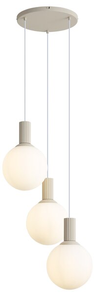 Škandinávska závesná lampa béžová s opálovým sklom 3-svetelná - Polly