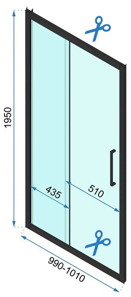 Rea Rapid Slide, posuvné sprchové dvere 1000 x 1950 mm, 6mm číre sklo, chrómový profil, REA-K5600