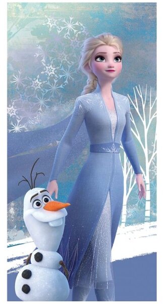 Plážová osuška Ľadové kráľovstvo - Frozen - motív Elsa a Olaf - 100% bavlna, froté s gramážou 320 g/m² - 70 x 140 cm