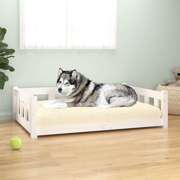 Psia posteľ biela 105,5x75,5x28 cm borovicový masív