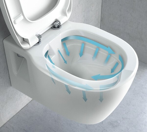 Rea Carter Rimless, závesné WC misa 490x370x325 mm + toaletné WC sedadlo, biela lesklá, REA-C1400