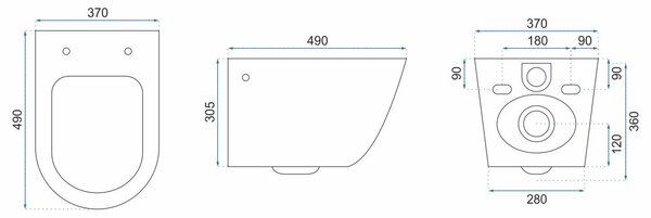 Rea Oliver, závesná WC misa Rimless s toaletným sedadlom s pomalým dopadom, biela, REA-C6509
