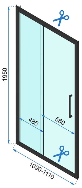 Rea Rapid Slide, posuvné sprchové dvere 1100 x 1950 mm, 6mm číre sklo, zlatý matný profil, REA-K4708