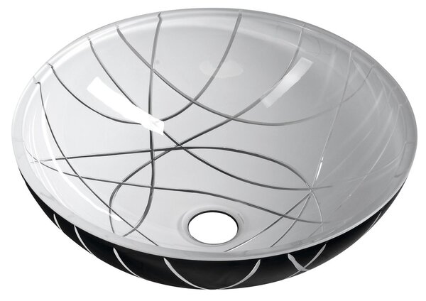 SAPHO MURANO LINEA sklenené umývadlo okrúhle 40x14 cm, čierna/biela AL5318-13