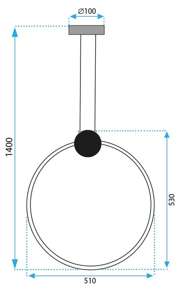 Toolight Toolight, LED stropné svietidlo 50cm 23W 4000K APP1398-CP. čierna, OSW-00956