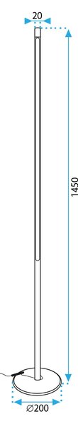 Toolight Toolight, LED podlahová lampa 145cm, 12W, APP1416-F, zlatá lesklá, OSW-05416