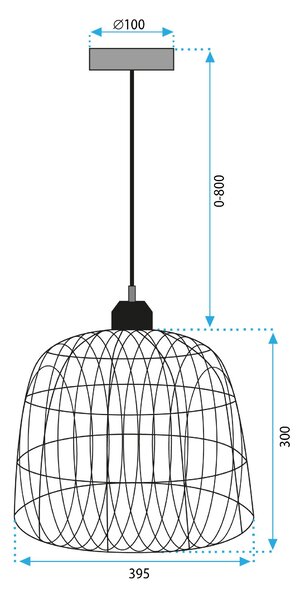 Toolight Boho, stropné svietidlo 40cm 1xE27 APP1352-1CP, čierna-prírodná hnedá, OSW-05765