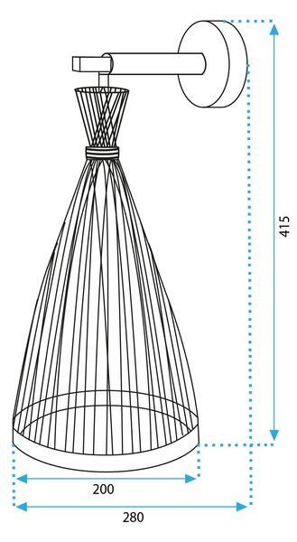 Toolight Boho, nástenné svietidlo 1xE27 APP1340-1W, čierna-hnedá, OSW-05777