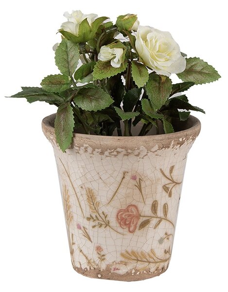 Keramický obal na květináč s kvítky Floral Cartoon S - Ø 9*8 cm - Clayre & Eef