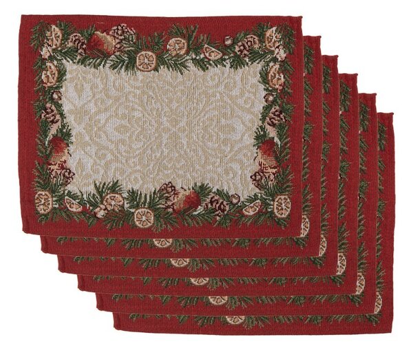 6ks látkové prestieranie s vianočným stromčekom - 33*45 cm - Clayre & Eef