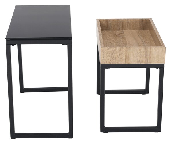 KONDELA Konferenčné stolíky, set 2 ks, dub/čierna, DAGOR