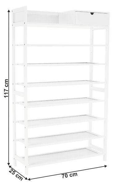 KONDELA Botník, 7-radový, biela, KATLEY