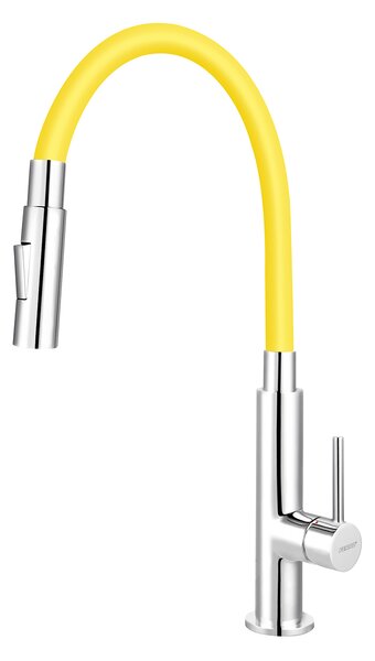Ferro Zumba Slim, drezová stojanková batéria s elastickým ramenom a sprškou, Žltá/chrómová, 70730-0ZL