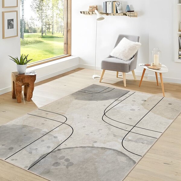 Sivo-krémový prateľný behúň 80x200 cm Simple Lines – Mila Home