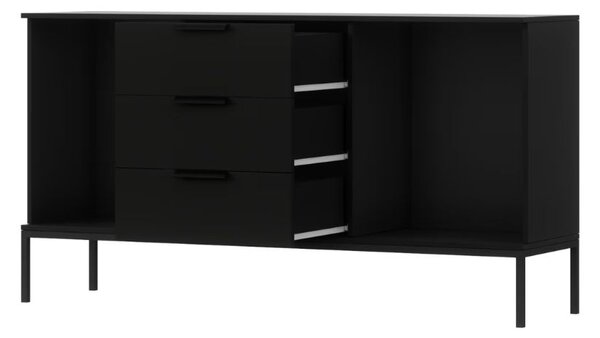 Komoda MEORATI 150x40 cm, čierna/dub artisan