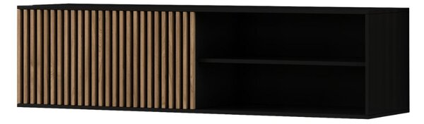 AKCIA Závesný TV stolík MEORATI 150x40 cm, čierna/dub artisan II. trieda