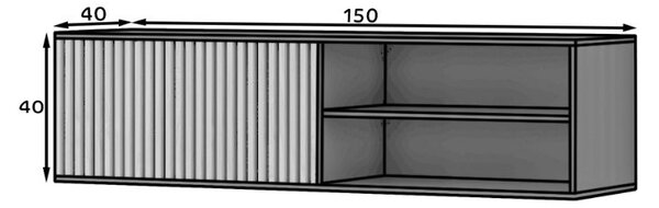 AKCIA Závesný TV stolík MEORATI 150x40 cm, čierna/dub artisan II. trieda