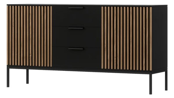 Komoda MEORATI 150x40 cm, čierna/dub artisan