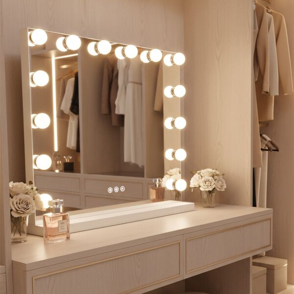 Rea Hollywood, LED zrkadlo, 58x45 cm, biela, HOM-12010