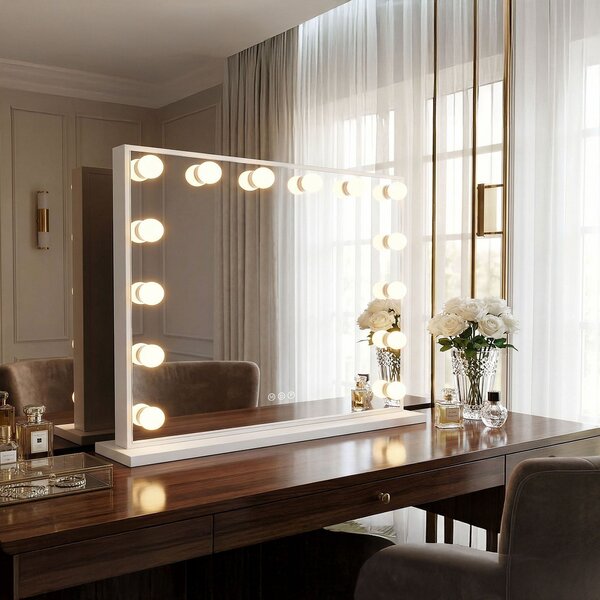 Rea Hollywood, LED zrkadlo 80x60, biela, HOM-12013