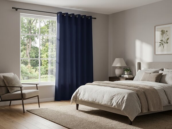 Záves OXFORD LIGHT 140x250 cm, tmavomodrý Zavesenie: Riasiaca páska