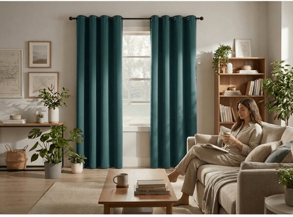 Modrozelený záves OXFORD 140x250 cm Zavesenie: Riasiaca páska
