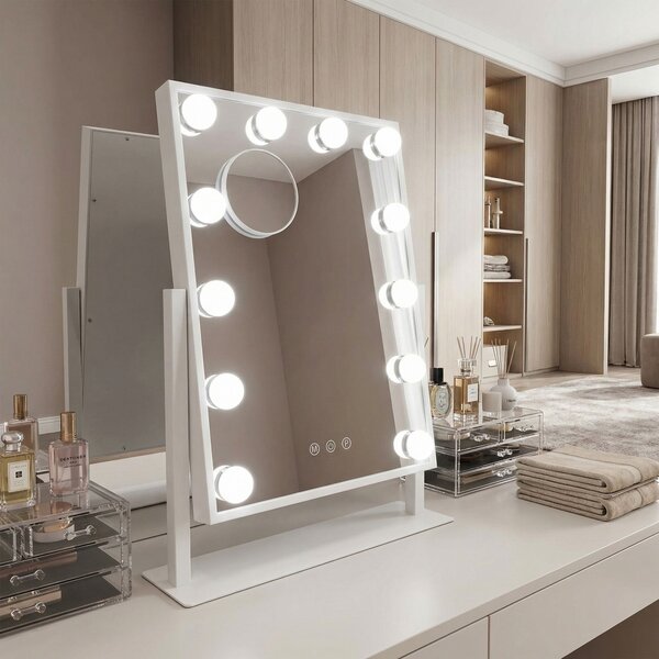 Rea Hollywood, LED zrkadlo, 30x40, biela, HOM-12023