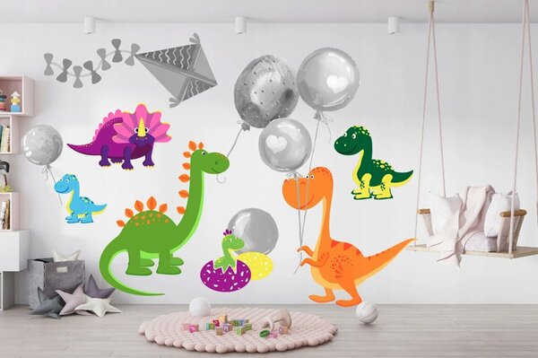 Samolepka na stenu veselý farebný dinosaury 60 x 120 cm