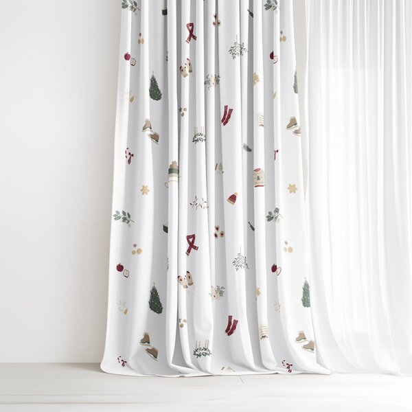 Goldea vianočný bavlnený záves - vianočné symboly 140x150 cm