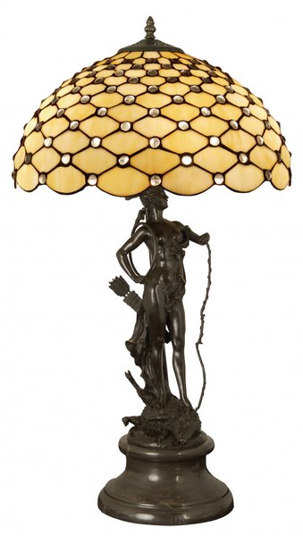 Vitrážová lampa Tiffany bronz AMAZONKA H73 x Ø41 cm