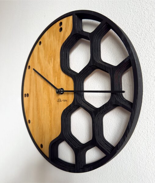 3D Dubové drevené hodiny T-Tatra Honeycomb 30cm-50cm-80cm