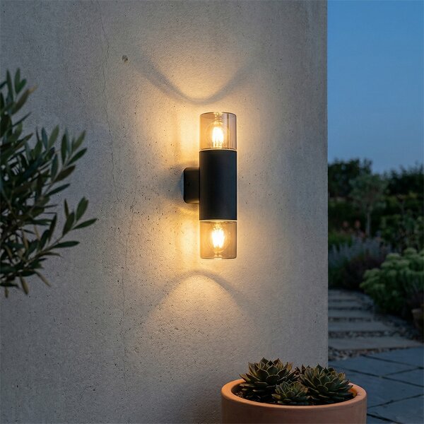 Moderná vonkajšia nástenná lampa čierna 2-svetlo IP44 - Odense