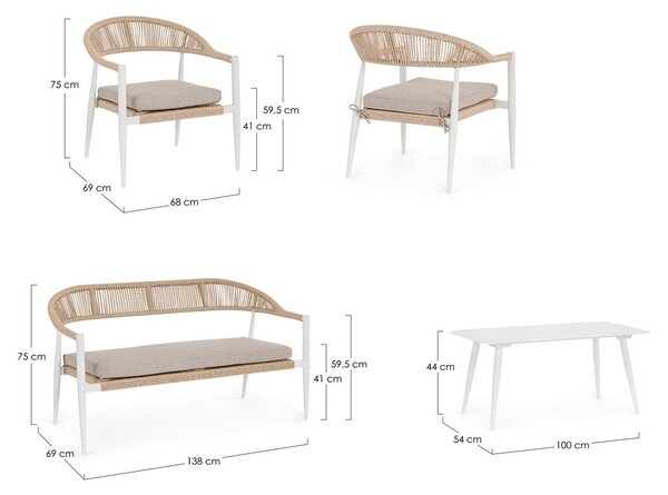 JANDIA WHITE/BEIGE záhradná zostava